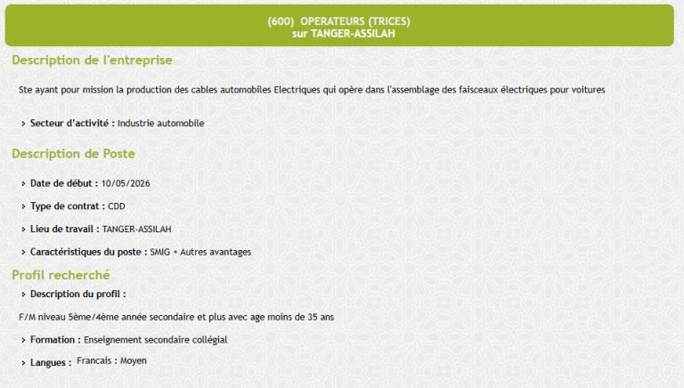 عروض عمل ANAPEC 2026 في طنجة